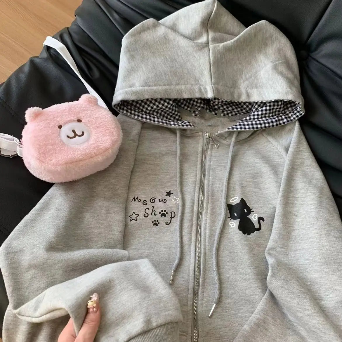 Zipper Gothic Kawaii Cat Hoodie