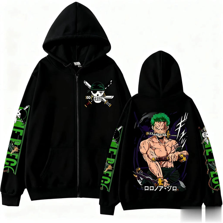 One Piece Zoro Zip Up Hoodie