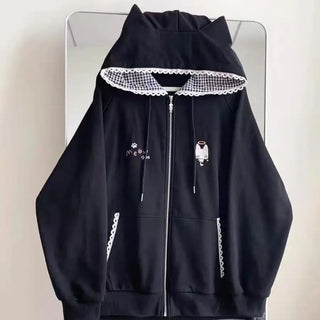 Zipper Gothic Kawaii Cat Hoodie